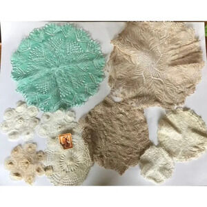 Lace Doilies Vintage Crochet Macrame  Handmade Antique